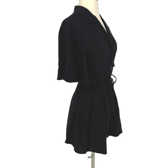 Emory Park Shirt Style Romper with Flutter Sleeves Black Size Small NWT - Picture 5 of 11